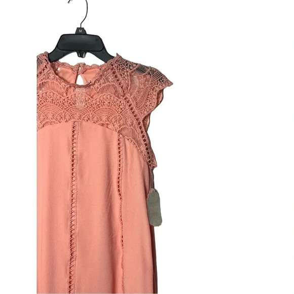 1680. ALTAR’D STATE SLEEVELESS MINI DRESS BOHO STYLE SIZE SMALL NEON CORAL COLOR - Picture 2 of 10